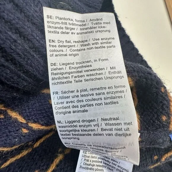 Fjallraven Women's Ovik Knit Wool Cardigan Sweater XS Fair Isle Nordic Blue Navy - Picture 12 of 16